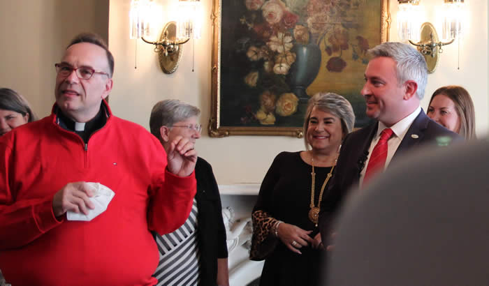Father Jim Sichko explains the sauce is named in honor of his mother, Marie.
