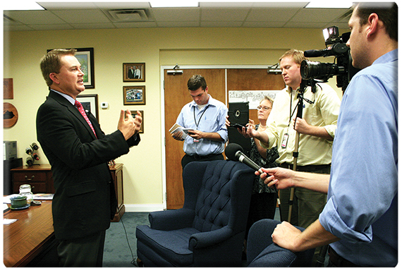 Commissioner Comer addresses the media