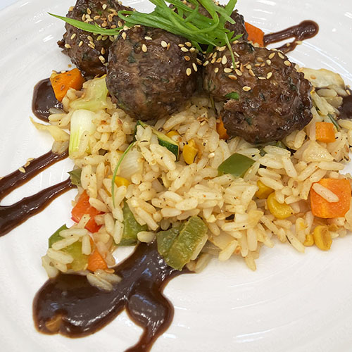 Asian Meatballs with Oven “Fried” Rice