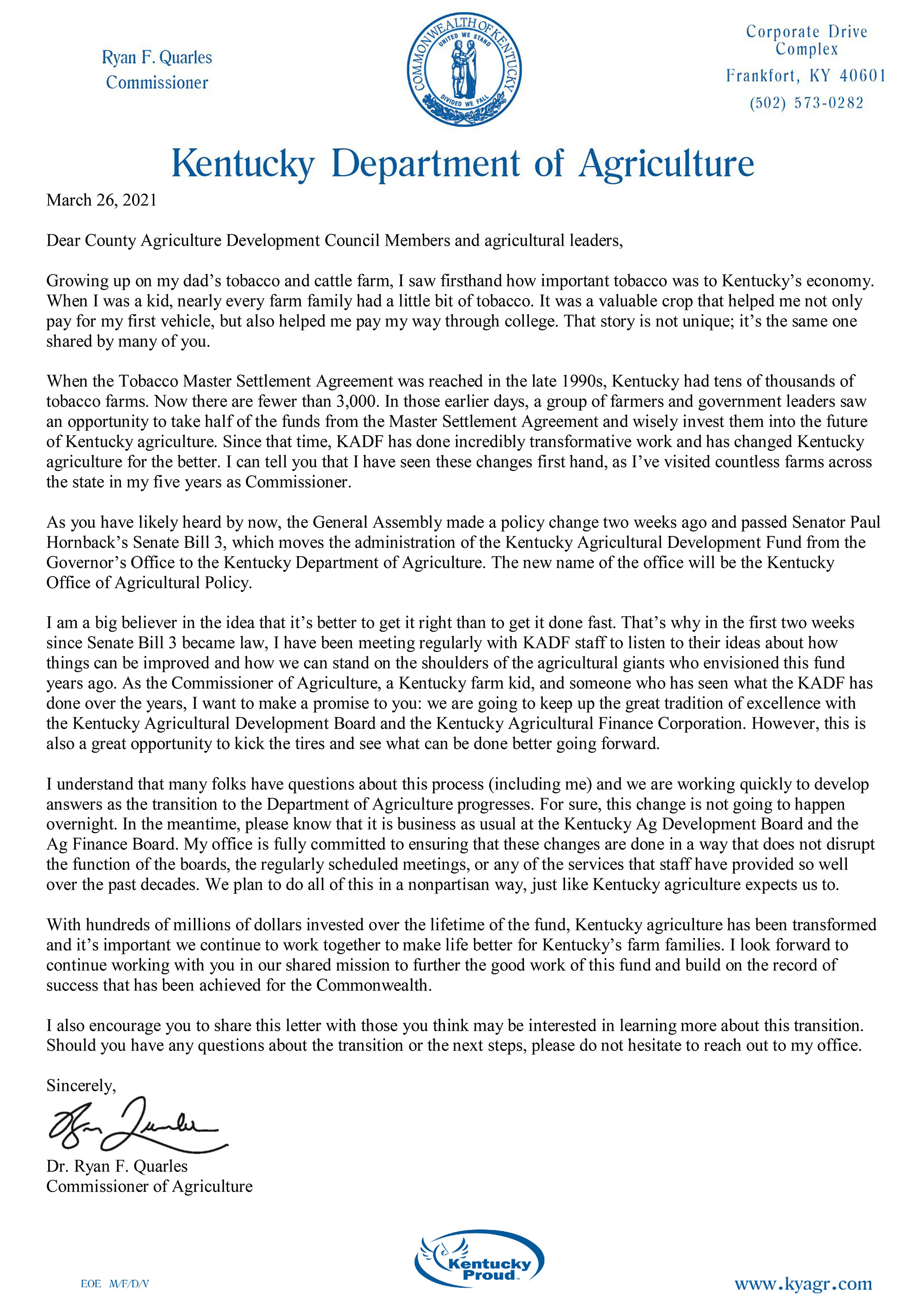 From the desk of Ryan Quarles